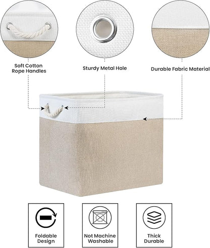 Bidtakay Storage Baskets for Shelves 17x12x15 in Beige Clothes Bins Storage for - Image 8