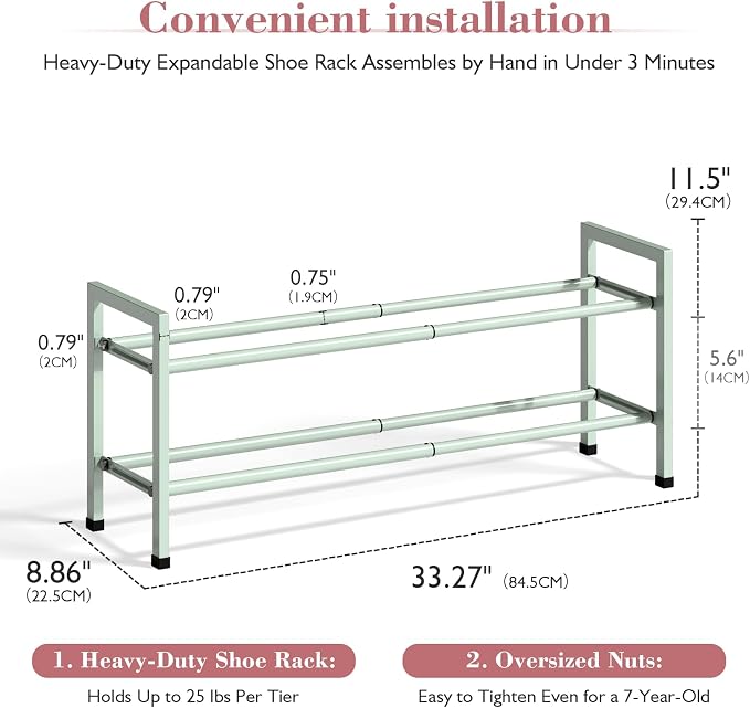 Bumusty 2-Tier Expandable Shoe Rack - Image 3