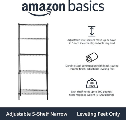 Amazon Basics 5-Shelf Multipurpose Adjustable Sturdy Steel Storage Shelving Unit - Image 3