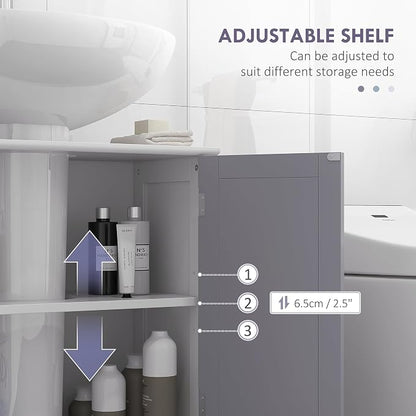 kleankin 23.5" Pedestal Sink Storage Cabinet, Freestanding Bathroom Under Sink - Image 6