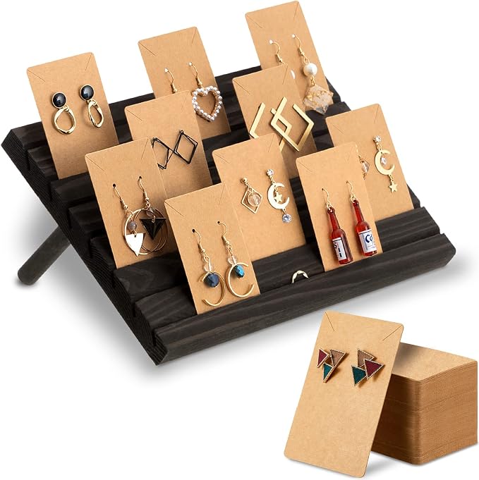 Blulu 31 Pack Wooden Earring Display Stand 7 Slots jewelry Display Holder by Blulu