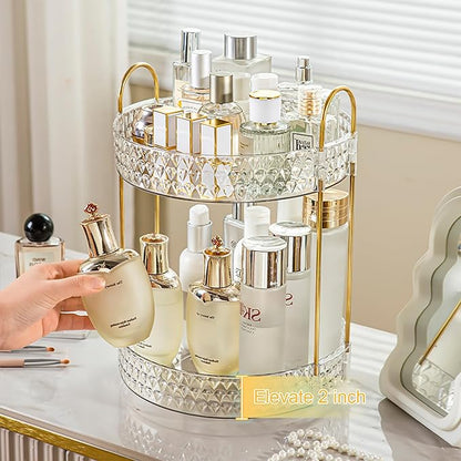 Rotating Makeup Organizer for Vanity, 2 Tier Perfume Skincare Storage for Women - Image 4