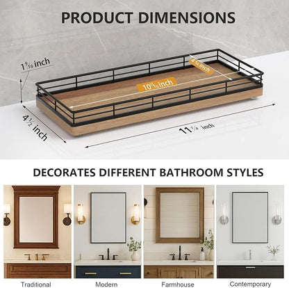 Bathroom Tray for Counter Top Organizer – Acacia Wood Vanity Tray - Image 6
