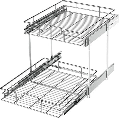 LOVMOR 2 Tier Individual Pull Out Cabinet Organizer 20" W x 21" D, Slide Out by LOVMOR