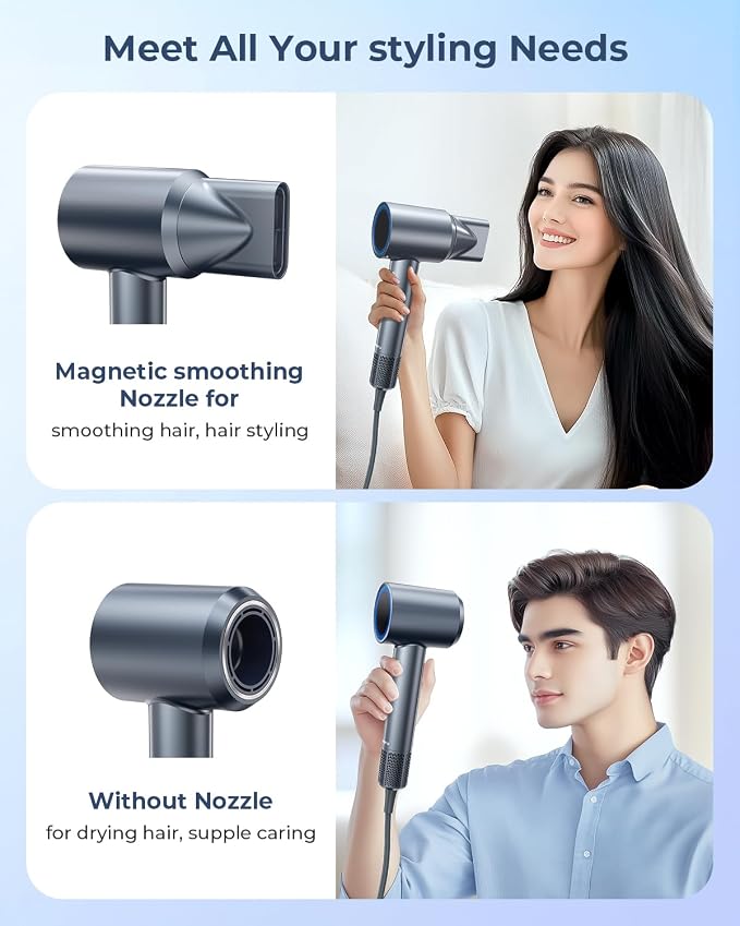 Hair Dryer, 150000 RPM Professional High-Speed Blow Dryer, Negative Ionic Hair - Image 5