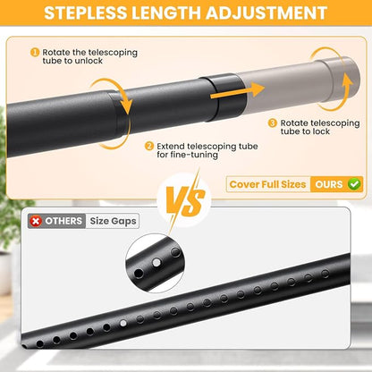 2 Pack Closet Rods for Hanging Clothes, 17-54 Inch No-Cut Stepless Adjustable - Image 2