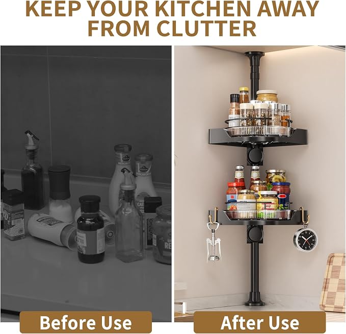 Standing Spice Rack Organizer, Counter Corner Double Tier Lazy Susan, Height - Image 7