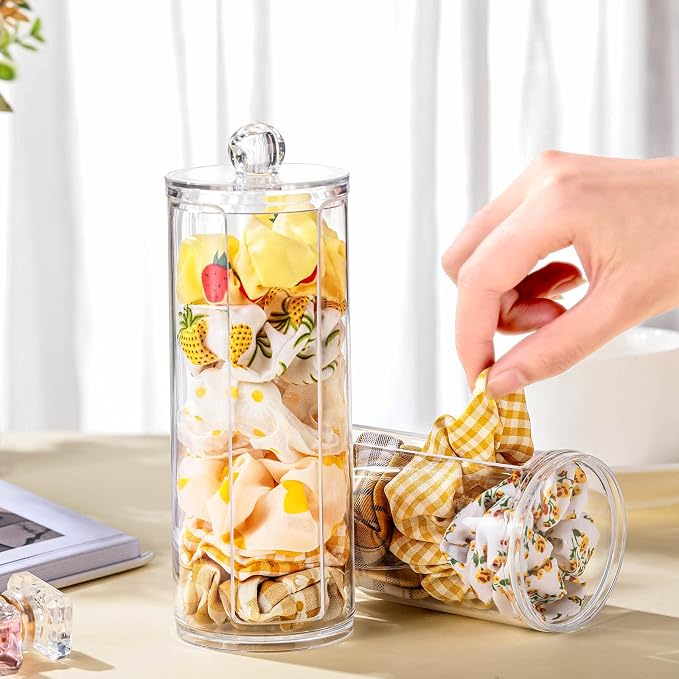 Chengu 2 Pcs Acrylic Scrunchie Holder Organizer Dustproof Clear Hair Ties - Image 5
