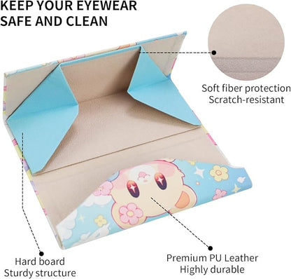 Foldable Glasses Case, Magnetic PU Leahter Sunglasses Case, Cute Hard Shell - Image 4