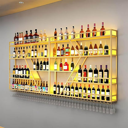 63in Large Wall Mounted Wine Rack 4 Tier Metal Wine Bottle Holder Modern by RAJYQODIS