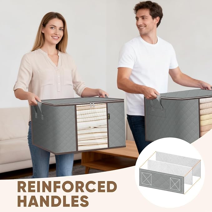 BALEINE 3 Pack Clothes Storage Bags, 24 Gallon Storage Containers - Image 6