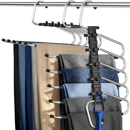 Pants Hangers 2 Pack Space Saving Metal Closet Organizer, Anti-Slip Design by MERDTTESHOME