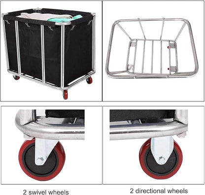 12 Bushels Laundry Cart Commercial/Home, Heavy Duty Large Stainless Steel - Image 3