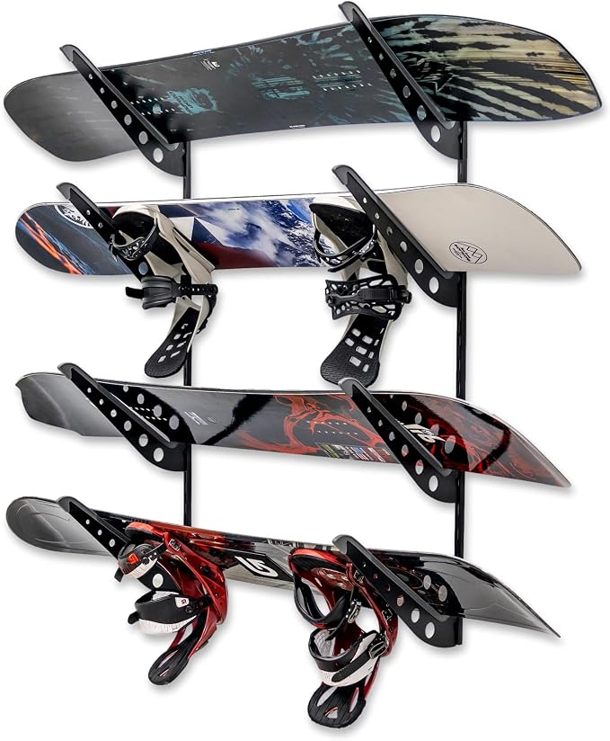 StoreYourBoard Adjustable Snowboard Storage Rack, Wall Mount 4 Board Display by StoreYourBoard