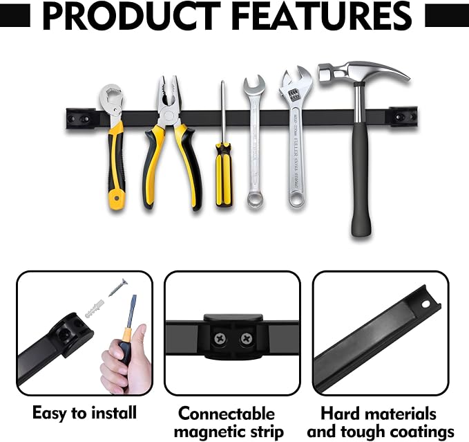 5 Pack Magnetic Tool Holder, Magnetic Strips Tool Magnet Bar PVC Coated - Image 4
