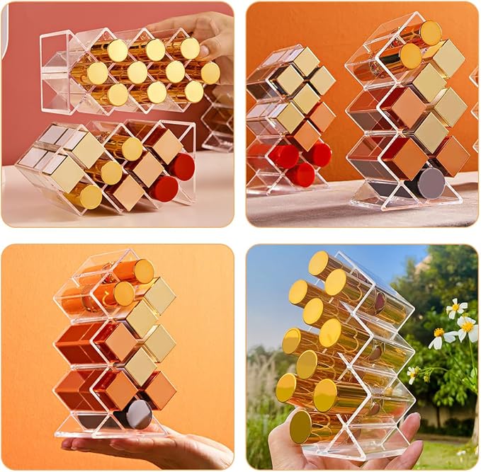 Unomor 2Pcs Clear Acrylic Lipstick Holder Desktop Makeup Organizer - Image 9