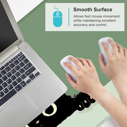 Cute Black Cat Large Mouse Pad – Extended Desk Mat 35.43 x 15.75 in – Kawaii - Image 6
