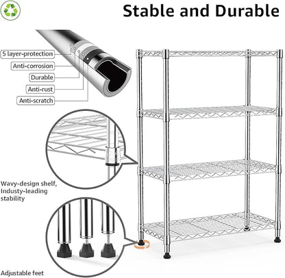 1000 lbs Storage Shelving Steel Heavy Duty 4-Tier Utility Shelving Unit Steel - Image 4