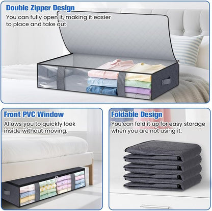 Under Bed Storage Containers, 6 Pack Blanket Storage Bags, Collapsible Storage - Image 4