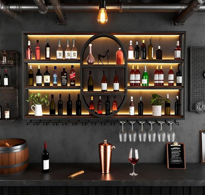 55.1INLarge Wall Mount Wine Rack, Metal 4 Tier Hanging Bottle Holder - Image 3