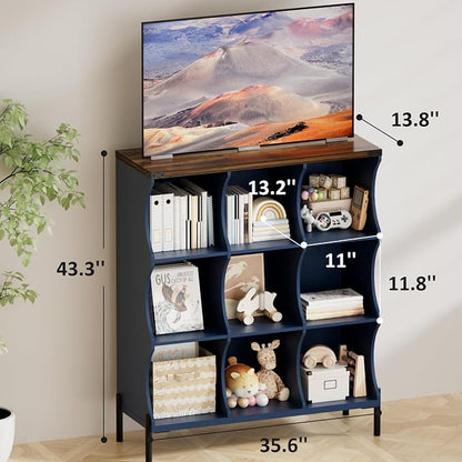 9 Cube Storage Shelf Organizer, Low Book Shelf Bookcase Entryway Table - Image 2
