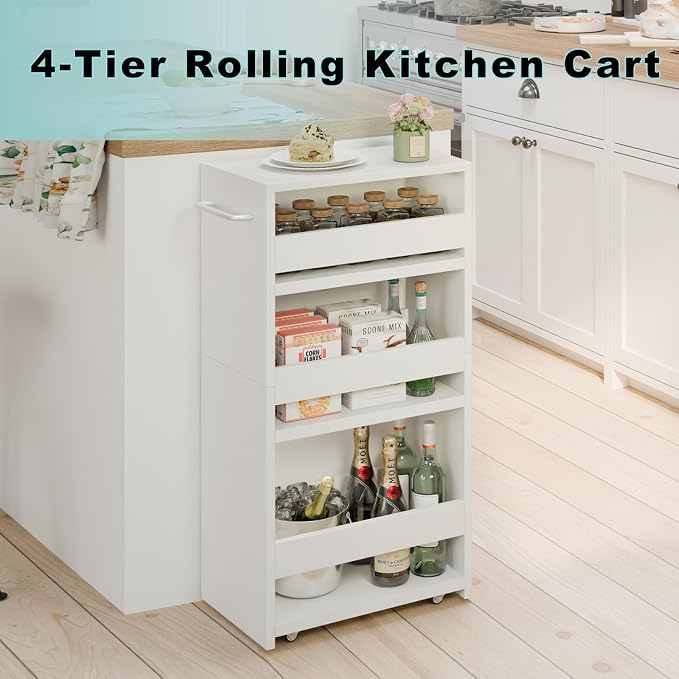 MARTY Rolling Storage Cart 7.9" W, 4-Tier Kitchen Cart - Image 5