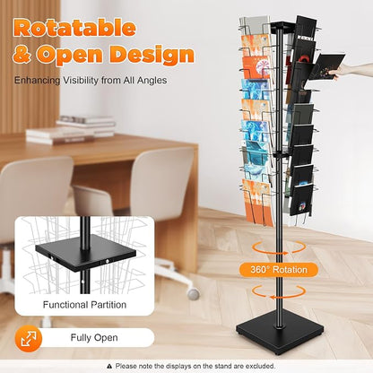 36-Pocket Rotating Magazine Rack, 360° Floor Brochure Display Stand - Image 8