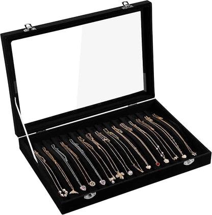 Frebeauty 15 Hooks Necklace Tray Velvet Neckalce Organizer by Frebeauty