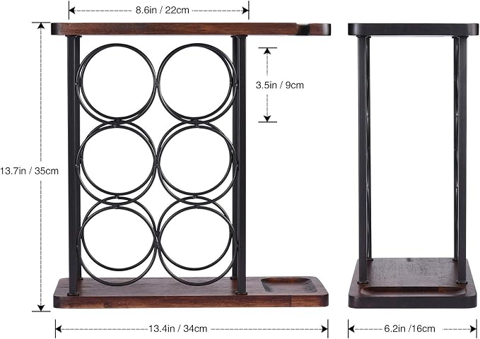 ALLCENER Wine Rack with Glass Holder, Countertop Wine Rack, Wooden Wine Holder - Image 5