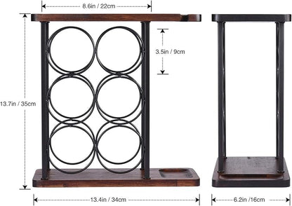 ALLCENER Wine Rack with Glass Holder, Countertop Wine Rack, Wooden Wine Holder - Image 5
