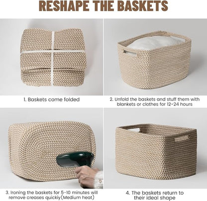 5 Pack Woven Storage Baskets for Shelves, Decorative Basket Organizer Storage - Image 6