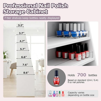 Nail Polish Rack with 2 Drawers, Salon Display & Storage Cabinet with Acrylic - Image 4