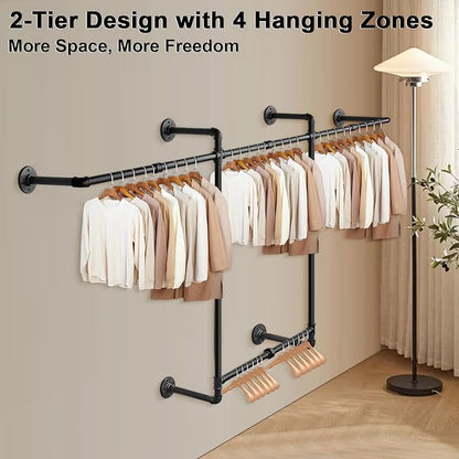 Livabber Industrial Pipe Clothes Rack, Heavy Duty Detachable Iron Garment Rack - Image 5