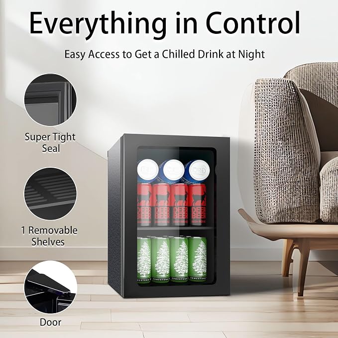 Stopasd Beverage Refrigerator Cooler, 0.9 Cu.Ft/24 Can Drink Fridge - Image 3