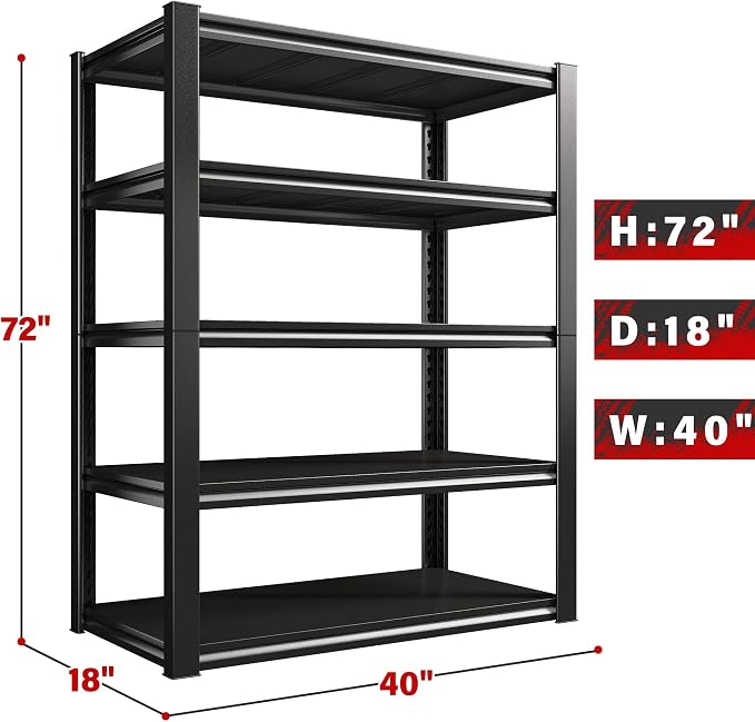 REIBII 40" W Garage Shelving, Heavy Duty Storage Shelves Load 2500LBS, 5-Tier - Image 3