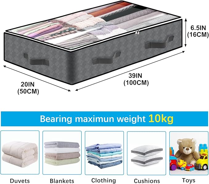 6 Pack Under Bed Storage Containers, 90L Collapsible Closet Organizers and - Image 3