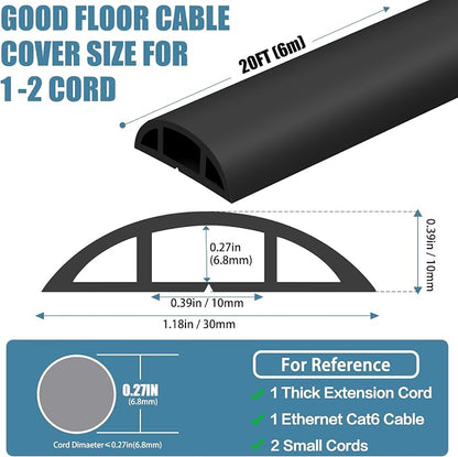 Floor Cord Covers for Wires 20FT Cable Hider Wire Coverr Self Adhesive Cord - Image 2