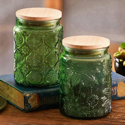 Green Glass Canister, Candy Jar - Image 3