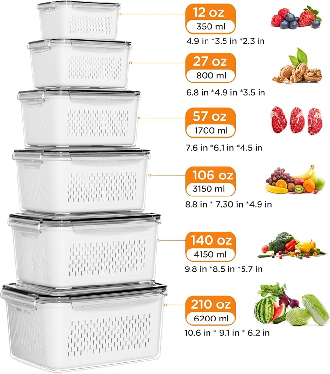 6 PCS Fruit Storage Containers for Fridge - Image 3