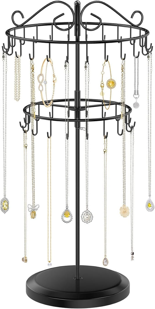 iDavosic.ly 2 Tier Rotating Necklace Holder Organizer by iDavosicly