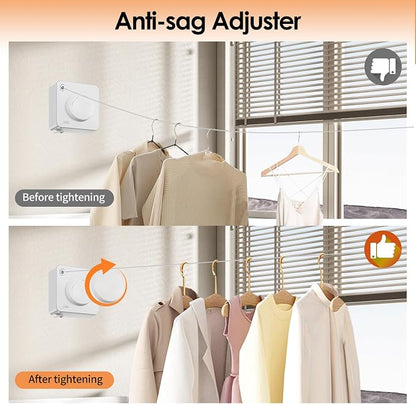 Yejay Retractable Clothesline Indoor, Non-Sagging Clothes Line Retracting - Image 3