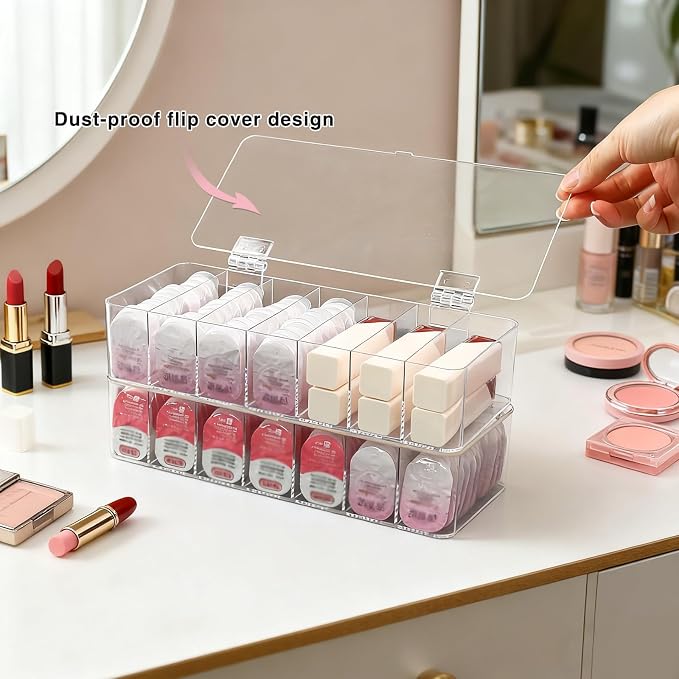 2 Pack Clear Acrylic Makeup Organizers, 7-Section Bathroom Organizer - Image 4
