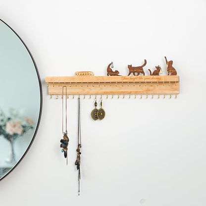 Wooden Jewelry Organizer for Women, Wall Mounted Necklace & Earring Holder - Image 4