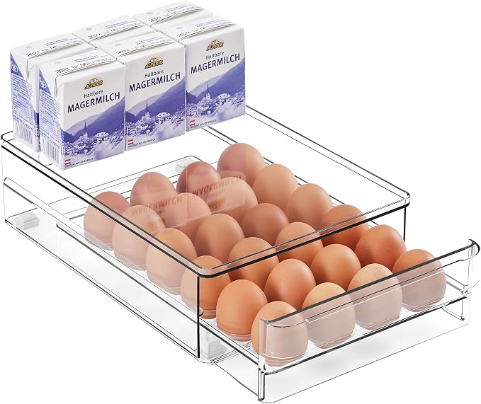 vacane 24 Egg Drawer for Fridge, Pull Out Egg Storage Container by vacane