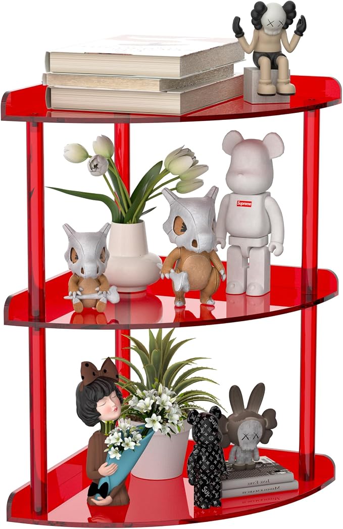 3 Tier Acrylic Corner Shelf Organizer Storage 9.5x9.5x15.7 Inch, Study Room by Sezanrpt