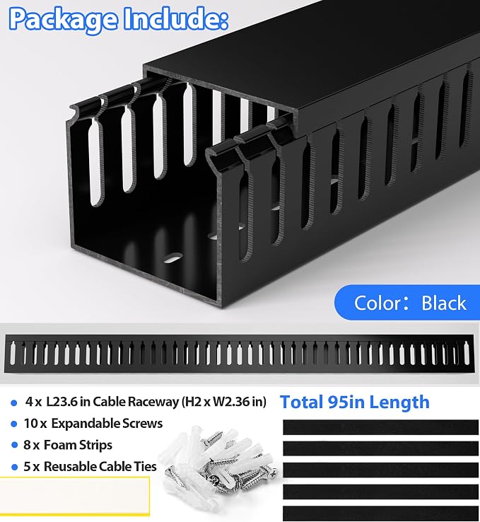 ZhiYo H2in x W2.4in Professional Server Rack Cable Management Raceway, 95in - Image 5