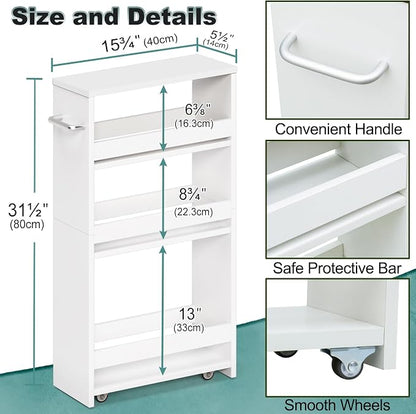 MARTY White Slim Storage Cart - Image 7