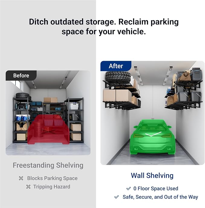 FLEXIMOUNTS 2-Pack 2x4ft 24-inch-by-48-inch Wall Shelf Garage Storage Rack Wall - Image 6