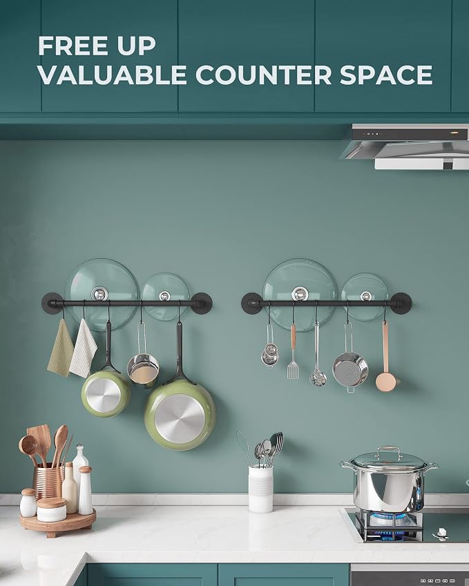 OROPY Wall Mounted Pot Pan Rack 21'' Set of 2, Industrial Utensils Wall Hanger - Image 4