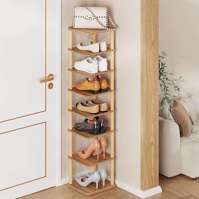 LUCKNOCK Vertical Shoe Rack, 8-Tier Tall Narrow Shoe Organizer by LUCKNOCK